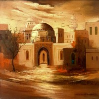 G. N. Qazi, 14 x 14 inch, Acrylic on Canvas, Cityscape Painting, AC-GNQ-51